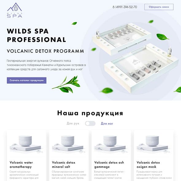 SPA продукция - макет сайта компании